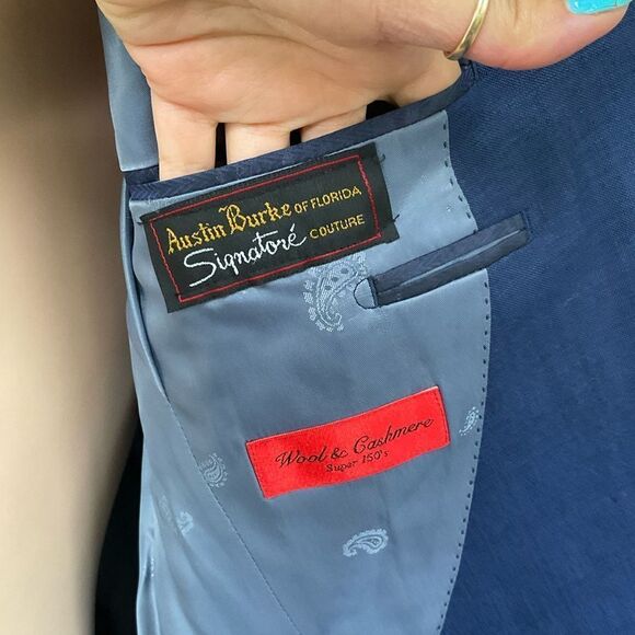 Bartorelli Napoli Blue Wool Notch Lapel Two Button Blazer Jacket 56R - Picture 10 of 15